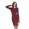 Spring dress new split button decorative knit dress tight-fitting mid-length bag hip skirt female