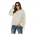 Women's sweater tops autumn and winter new sexy round neck casual solid color sweater women