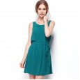 Summer Slim solid color A-line suspender skirt female tide sexy sleeveless chiffon dress