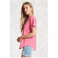 New trend sexy low-cut T-shirt women's summer loose loose thin solid color short-sleeved top
