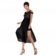 Women's sexy word collar party dress skirt lace mesh splicing dress