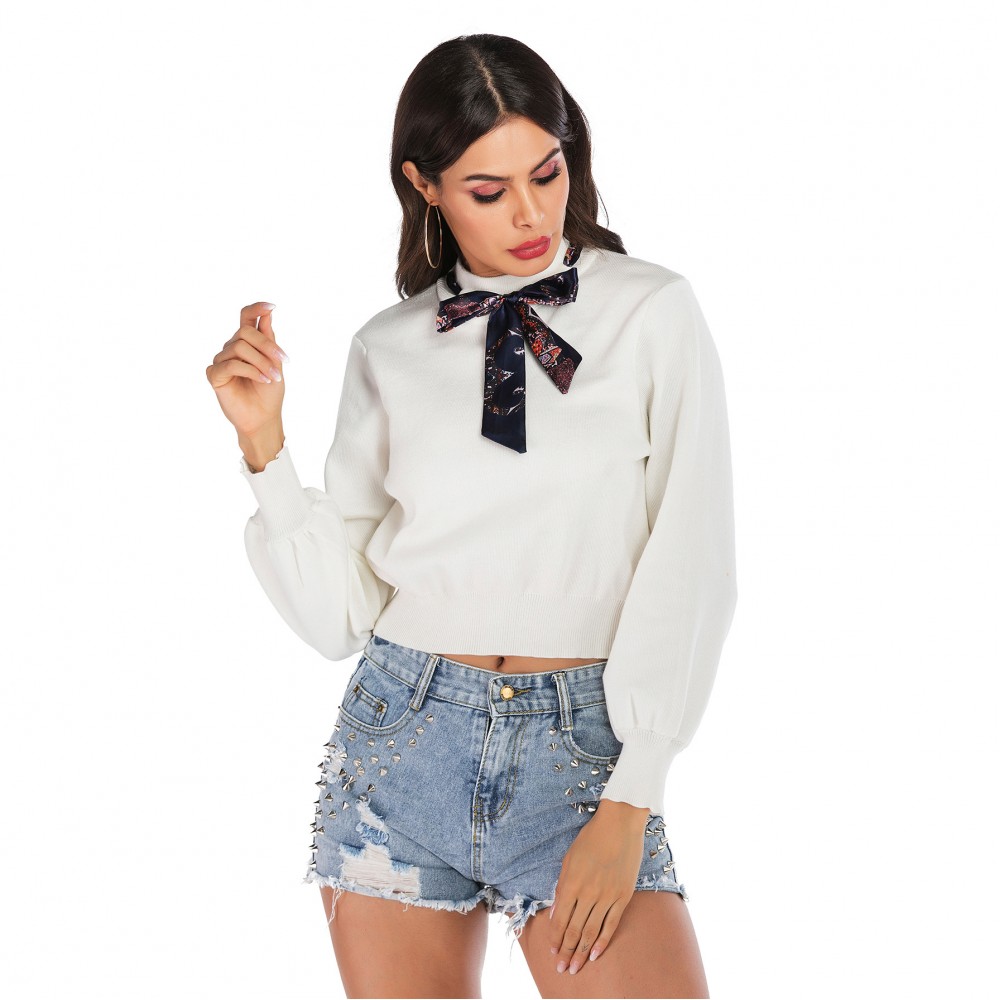 New autumn and winter pullover sweater was thin bow tie wild knit long-sleeved women