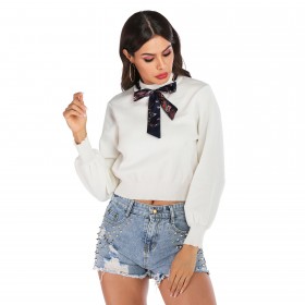 New autumn and winter pullover sweater was thin bow tie wild knit long-sleeved women