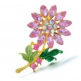 Trendy Colorful Rhinestone Flower Brooch Sweet Clothes Accessories Gift for Women - Purple 