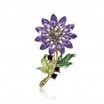 Trendy Colorful Rhinestone Flower Brooch Sweet Clothes Accessories Gift for Women - Purple 