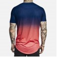 Men Gradient Stitching Crew Neck Short Sleeve T-Shirts - 04 M 