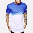 Men Gradient Stitching Crew Neck Short Sleeve T-Shirts - 04 M 