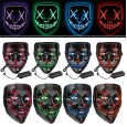Halloween 4-Modes LED Light El Wire Mask Up Funny Mask The Purge Election Year Great Cosplay Mask -  Red 