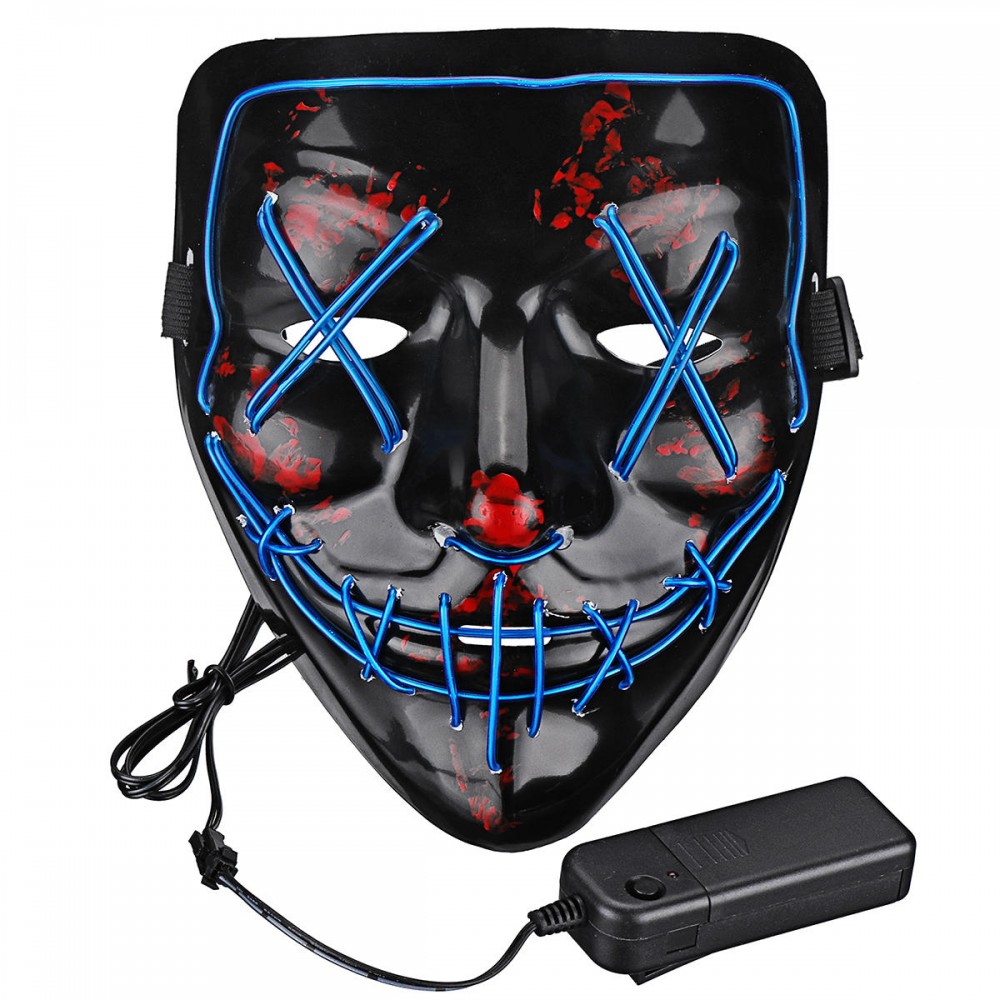 Halloween 4-Modes LED Light El Wire Mask Up Funny Mask The Purge Election Year Great Cosplay Mask -  Red