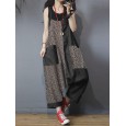 Leopard Print Patchwork Loose Causal Harem Jumpsuit - 3XL Black 