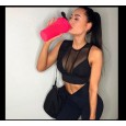 New women's sexy mesh splicing stretch vest sportswear