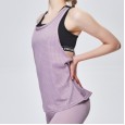 New fake two-piece sports vest female hollow fitness clothes running breathable sportswear solid color bra wave point sleeveless