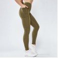 New splicing pocket yoga pants double-sided nylon high elastic tight sports high waist fitness pants women