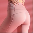 New high waist tight yoga pants mesh splicing fold sports tights women
