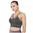 New seamless sports bra lace beautiful back jacquard hollow sports underwear sexy high elastic yoga suit