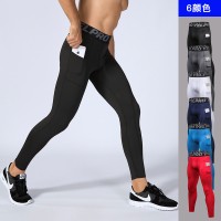 Men's fitness trousers with pockets PRO running training sports elastic wicking quick-drying tight trousers 1080
