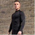 Men's high collar fitness long-sleeved PRO sports running long-sleeved T-shirt autumn and winter elastic quick-drying stand-up collar sweater 1058