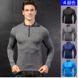 Men's fall / winter sports sweater fitness running training long-sleeved half-zip elastic quick-drying stand-up collar sweater 9004