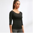 Ladies Yoga Wear Fitness Running Sports Dance Tight and Quick-drying Tops Cross Beautiful Back Middle Long Sleeve 92501