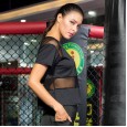 Ladies mesh yarn stitching yoga clothing loose casual running fitness clothes quick-drying breathable sports blouse