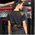 Ladies mesh yarn stitching yoga clothing loose casual running fitness clothes quick-drying breathable sports blouse