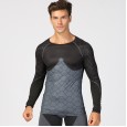 Men's printed stitching long-sleeved fitness running sportswear perspiration quick-drying breathable high elastic tight top 40