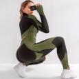 Seamless yoga suit suit women's autumn and winter new knitted hip elastic fitness sports yoga suit