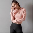 Amoy autumn and winter new hooded sports long-sleeved women's waist slimming sweater female yoga running fitness jacket
