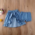 Children's clothing children's suit summer polka dot suspender jacket denim shorts short skirt three-piece suit