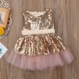 Children's clothing summer sleeveless sequin ball dress