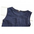 Children's Skirt Sleeveless Girls Denim Vest Skirt One Piece Wavy Skirt Suit