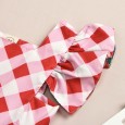 Children's Wear Summer Children's Skirt Girls' Dress Flying Sleeve Plaid Flower Children's Skirt
