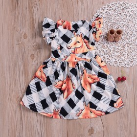 Children's skirt summer new product children's cartoon printed Mafei sleeve dress