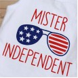 Boys Summer New Letter Print Sleeveless Top Striped Shorts Two-Piece Independence Day Suit