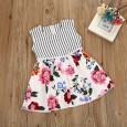 Children's skirt summer new small and medium-sized children's sleeveless striped rose dress
