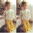 New style 0-4 years old lively printed lemon long sleeve shirt flared pants trousers