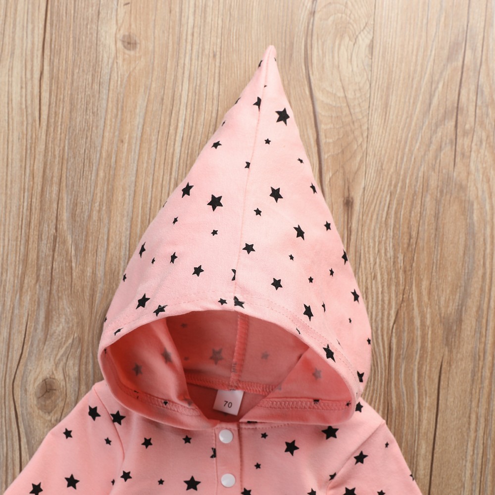 Children's clothing new baby boy men and women baby cute star moon print long sleeve hooded romper jumpsuit