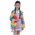 Children's clothing autumn new girl thin windbreaker long-sleeved color matching hooded jacket in the big boy coat female