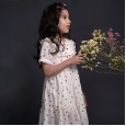 Girls' little strawberry chiffon dress children's round neck foreign princess skirt summer big children's parent-child dress