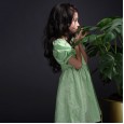 Girls' plaid short-sleeved dress, children's cotton summer dress, middle-aged children's parent-child dress