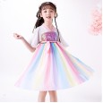Children's clothing Hanfu Chinese style summer skirt bowknot mesh yarn fairy rainbow skirt