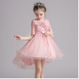 CUHK Girls' Dresses Summer Children's Princess Skirts Trailing Dress Performances Hosting Gauze Skirts
