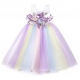 Girls spring vest rainbow princess dress butterfly embroidery mesh tutu skirt performance piano host