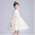 Girls long-sleeved dress spring and autumn new foreign style show dress princess style fluffy mesh skirt