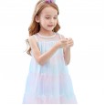 Summer new girl puffy princess skirt children's clothing gradient color sequined mesh sleeveless dress