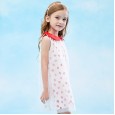 Summer new sleeveless children's dress children's clothing doll lapel strawberry mesh girl dress