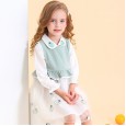 Spring new children's dress princess skirt doll collar fake two-piece girl peach knitted mesh skirt