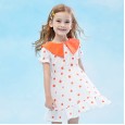 Summer new children's skirt children's clothing color-set doll lapel fresh and playful polka dot girl dress