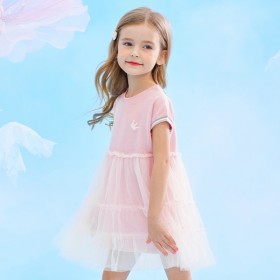 Summer new fluffy mesh yarn princess dress children's casual knit crown print girl dress