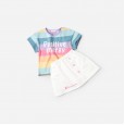 Summer new children's suit children's clothing rainbow short-sleeved T-shirt skirt girls suit